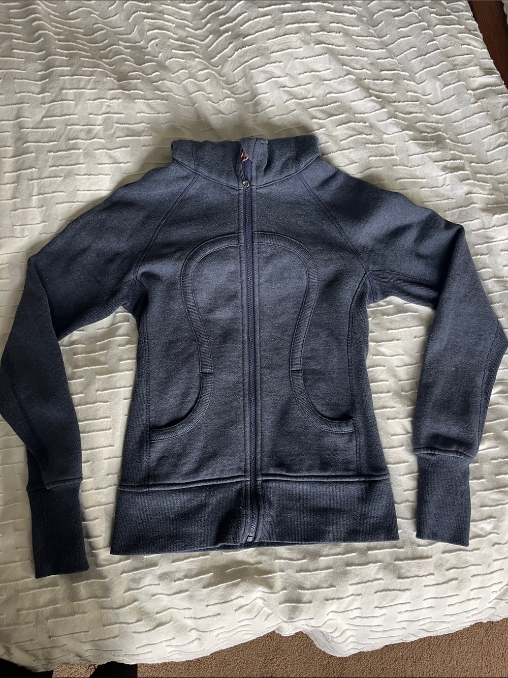 Lululemon Blue/Grey Scuba Hoodie with Sunset Ombre Back Panel Size 4